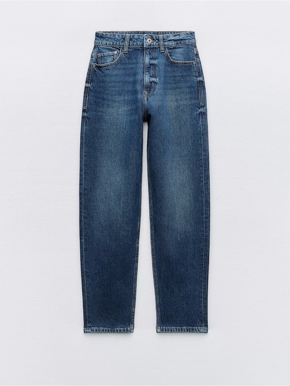 Zara High-Rise Mom fit, Relaxed Jeans - Dark Blue Wash